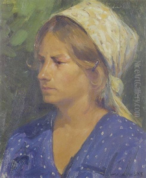 Portraet Af Kunstnerens Datter Kamma Brendekilde Oil Painting by Hans Andersen Brendekilde