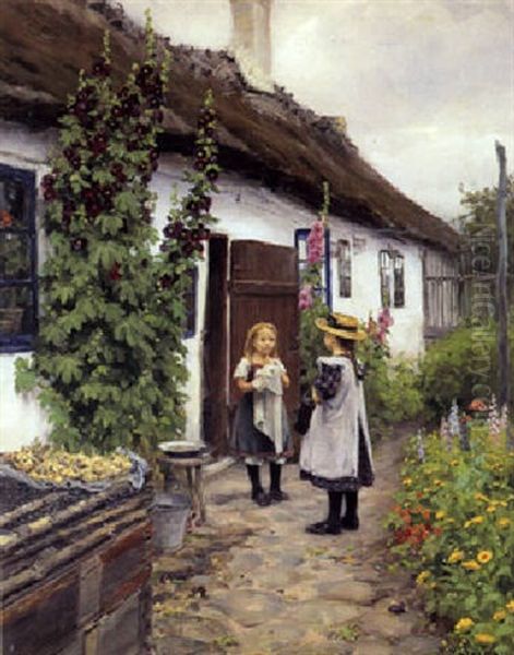 Skal Vi Lege? Oil Painting by Hans Andersen Brendekilde