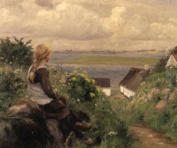 Far Away Thoughts Oil Painting by Hans Andersen Brendekilde