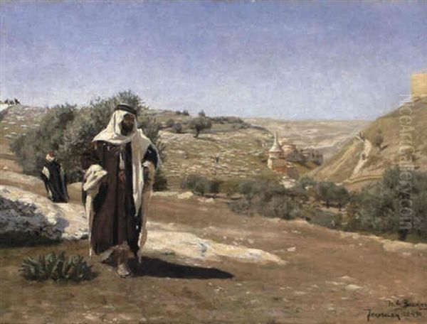 Overlooking Jerusalem's Valley Oil Painting by Hans Andersen Brendekilde