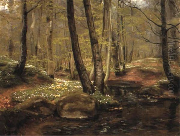 A Forest Clearing Oil Painting by Hans Andersen Brendekilde