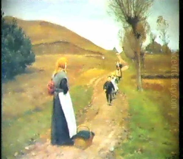 Mor Vender Hjem Oil Painting by Hans Andersen Brendekilde