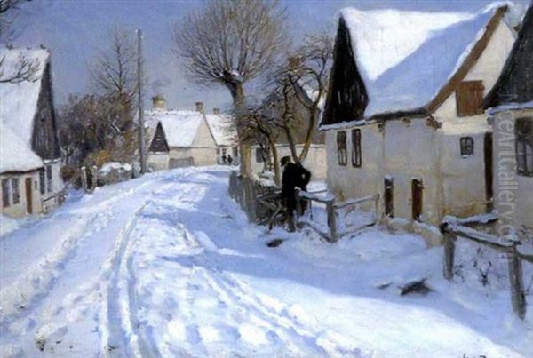 Bygata I Sno Oil Painting by Hans Andersen Brendekilde