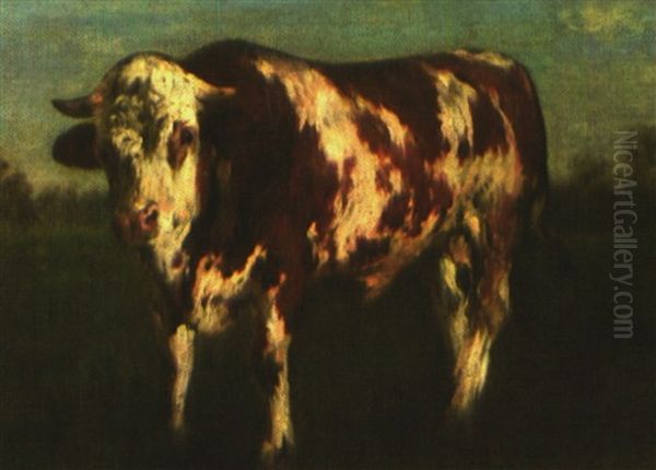 Stier Auf Sommerlicher Weide Oil Painting by Albert Heinrich Brendel