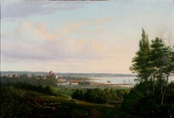 View Over Sankt Jorgensbjerg (bjerget) With Roskilde Fjord Oil Painting by Thorald Brendstrup