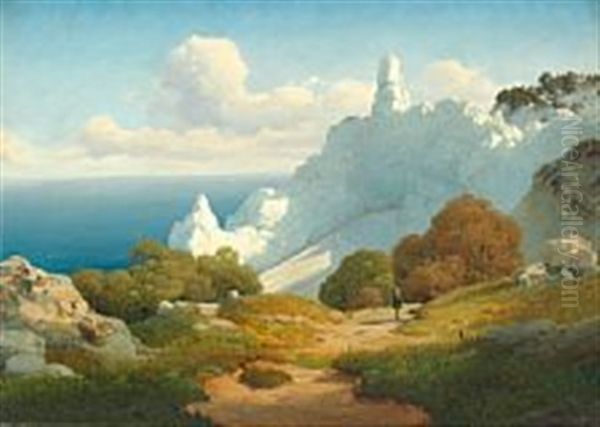 View Of Sommerspiret, Mon's Cliff Oil Painting by Thorald Brendstrup