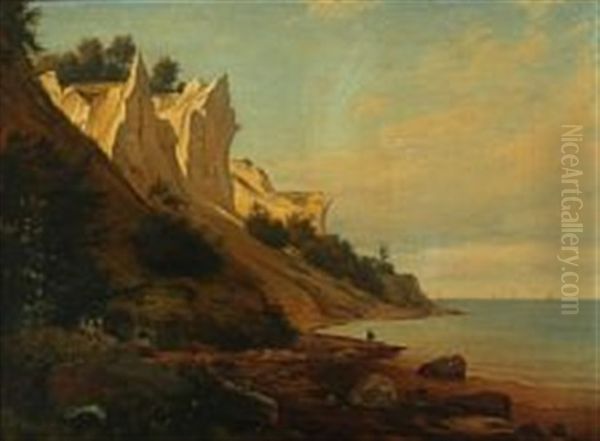 The White Cliff Of Moen Oil Painting by Thorald Brendstrup