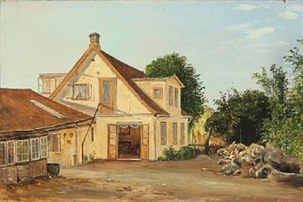 Farm Exterior Oil Painting by Thorald Brendstrup