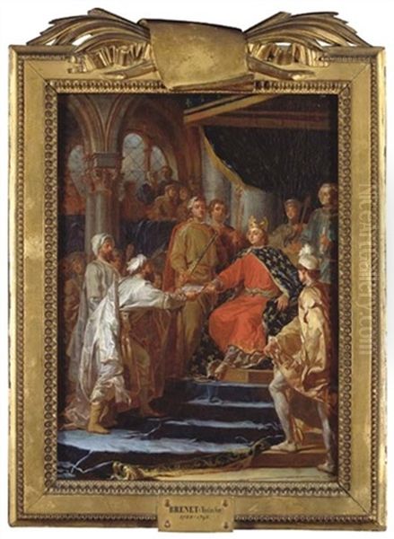 Saint Louis Recevant Les Ambassadeurs Des Tartares Oil Painting by Nicolas Guy Brenet