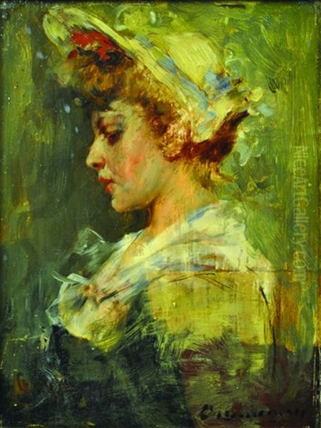 Young Girl (study) Oil Painting by George W. Brenneman