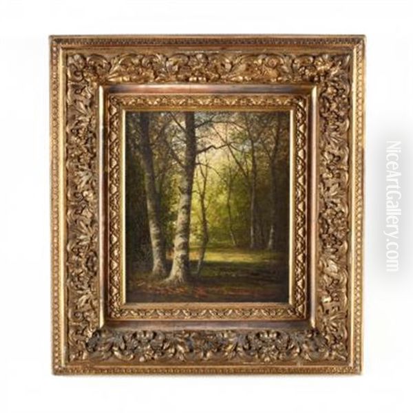 Forest Interior Oil Painting by Carl Christian Brenner