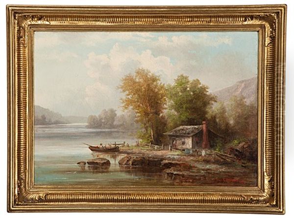 Fishing Camp Oil Painting by Carl Christian Brenner