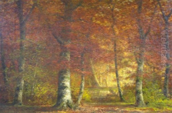 Autumn Landscape Oil Painting by Carl Christian Brenner