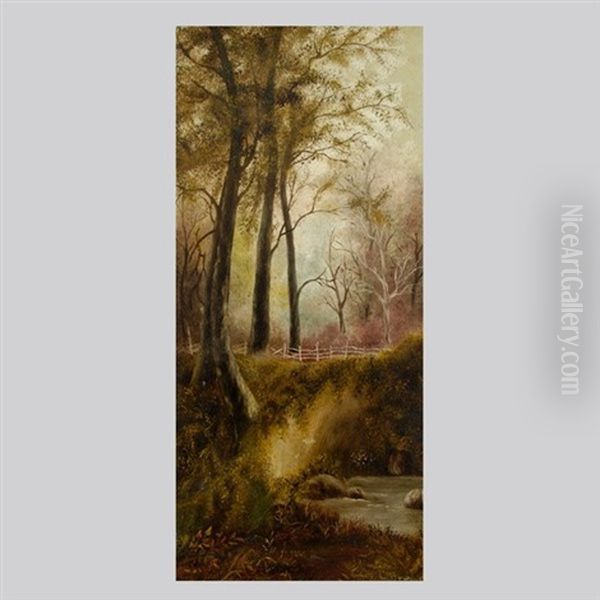 Autumn River Landscape Oil Painting by Carl Christian Brenner