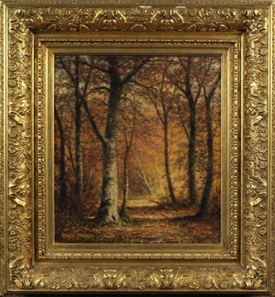 Forest Landscape Oil Painting by Carl Christian Brenner