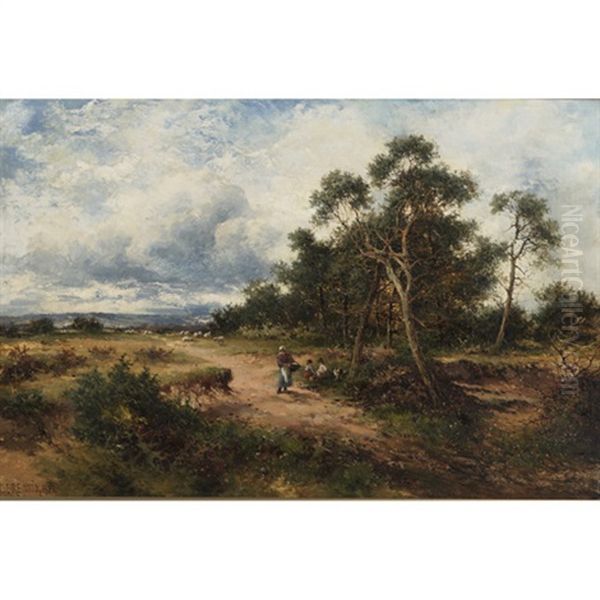 A Sandy Common, Surrey Oil Painting by Carl Brennir