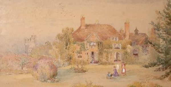 Ladies On The Lawn In Front Of The Rectory Oil Painting by Alkin