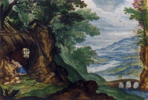 Saint Jerome In The Wilderness Oil Painting by Friedrich Brentel the Elder