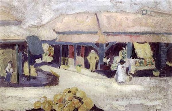 French Market Scene Oil Painting by Selina Elizabeth Bres