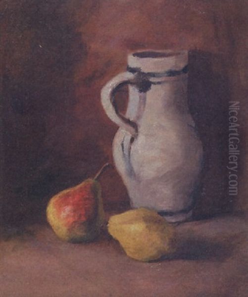 Pears With Blue And White Pitcher Oil Painting by Selina Elizabeth Bres