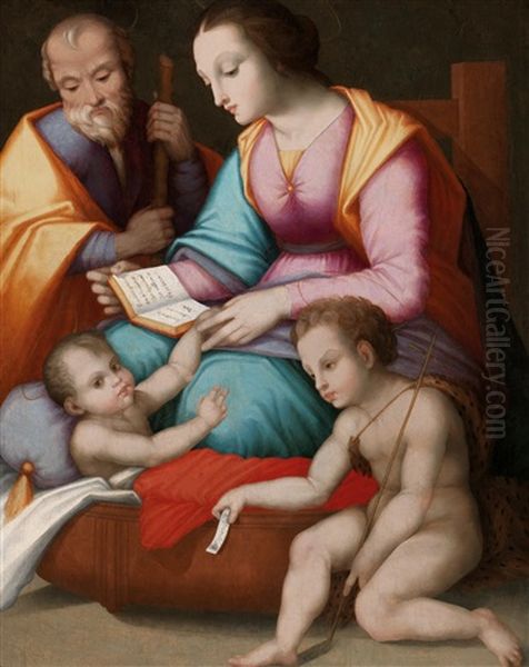 The Holy Family With The Infant Saint John The Baptist Oil Painting by Andrea del Brescianino