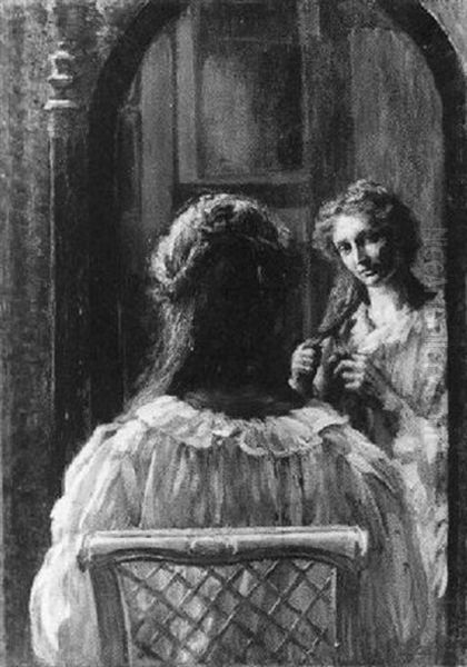 Femme Devant Un Miroir Oil Painting by Marie Louise Catherine Breslau