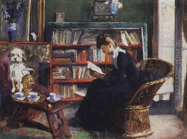 A Good Book Oil Painting by Marie Louise Catherine Breslau