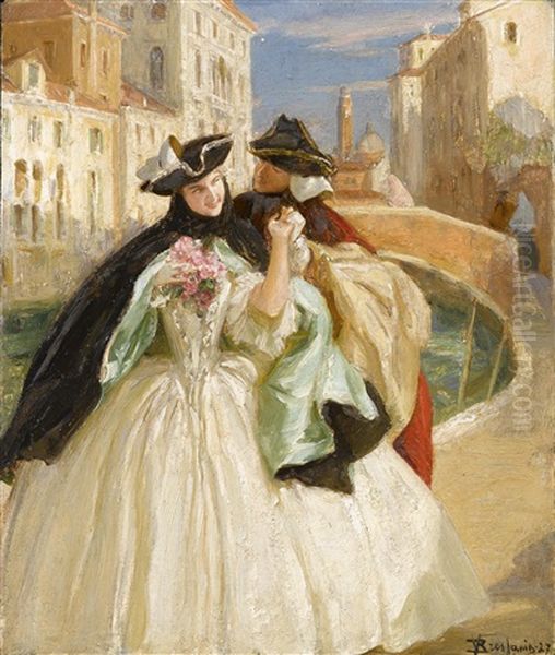 Karneval In Venedig Oil Painting by Vittorio Emanuele Bressanin