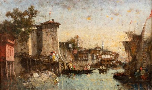 Constantinople, Vue Prise De La Mer De Marmara A Usalik Hana Oil Painting by Germain Fabius Brest