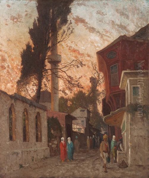 Istanbul'da Bir Sokak Oil Painting by Germain Fabius Brest