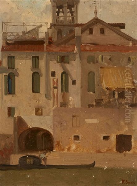 Facades Sur Un Canal, Venise Oil Painting by Germain Fabius Brest