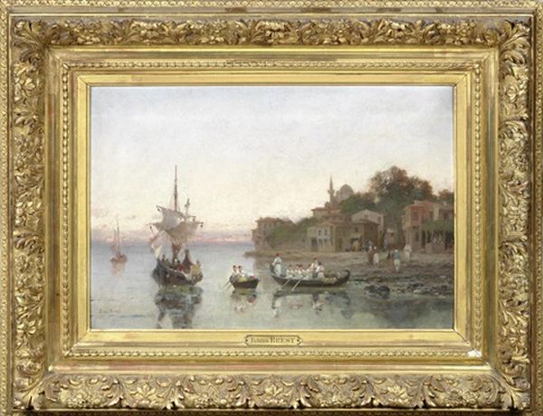 Au Bord Du Bosphorus (pair) Oil Painting by Germain Fabius Brest