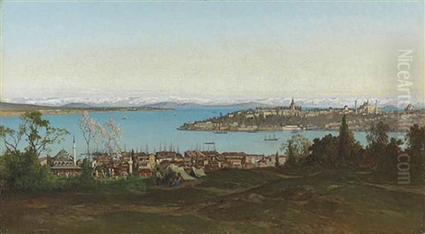 The Bosphorus With Seraglio Point Beyond Oil Painting by Germain Fabius Brest