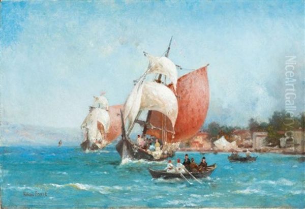 Caiques Et Voiliers Sur Les Bords Du Bosphore Oil Painting by Germain Fabius Brest