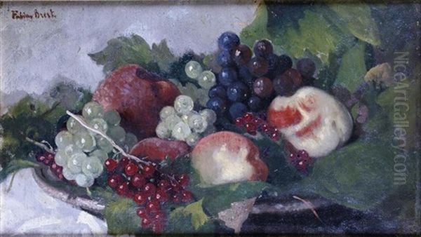 Nature Morte Aux Peches Et Aux Raisins Oil Painting by Germain Fabius Brest