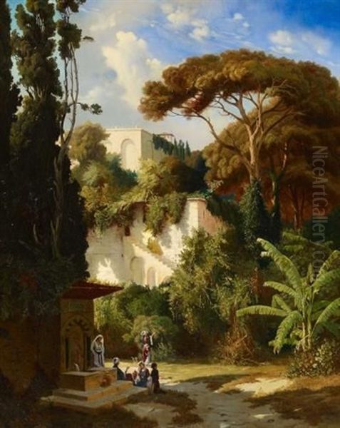 In Den Garten Bei Konstantinopel Oil Painting by Germain Fabius Brest