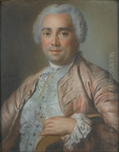 Portrait Of A Gentleman, Half-length, In Asalmon Oil Painting by Pierre Allais