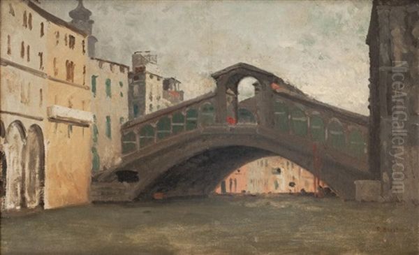 Le Pont Du Rialto Oil Painting by Germain Fabius Brest