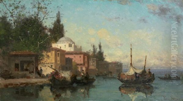 Sur Les Rives Du Bosphore Oil Painting by Germain Fabius Brest