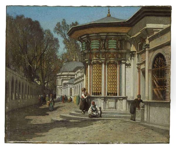 The Mausoleums Near The Sehzadebasi Mosque, Istanbul Oil Painting by Germain Fabius Brest