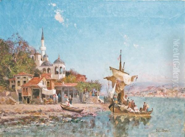 Village De Bebec Sur Les Bords Du Bosphore Oil Painting by Germain Fabius Brest