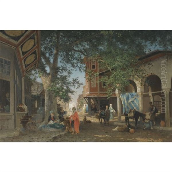 Quartier De Constantinople Oil Painting by Germain Fabius Brest