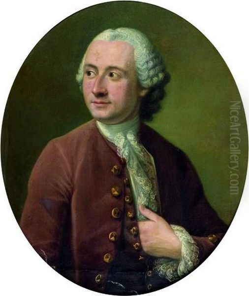 Portrait D'homme En Buste A La Veste Lie De Vin Oil Painting by Pierre Allais