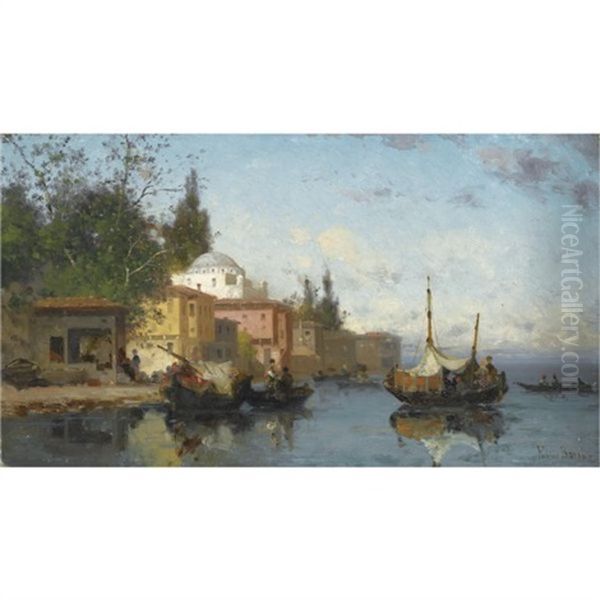 On The Shores Of The Bosphorus Oil Painting by Germain Fabius Brest