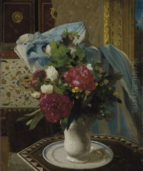 Bouquet De Tulipes Et Pivoines Dans Un Interieur Ottoman Oil Painting by Germain Fabius Brest