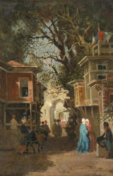 Rue Animee En Turquie Oil Painting by Germain Fabius Brest