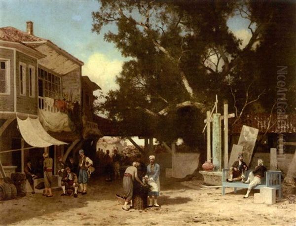 Istanbul Street Oil Painting by Germain Fabius Brest