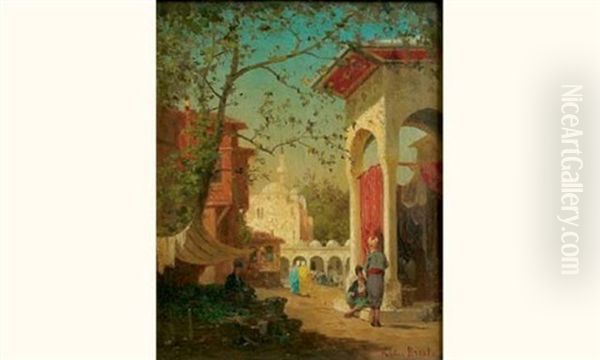 Le Marchand De Pasteques A Istanbul Oil Painting by Germain Fabius Brest