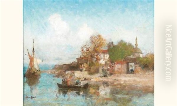 Les Bords Du Bosphore Oil Painting by Germain Fabius Brest