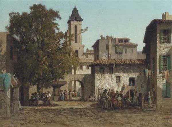 The Town Square Oil Painting by Germain Fabius Brest